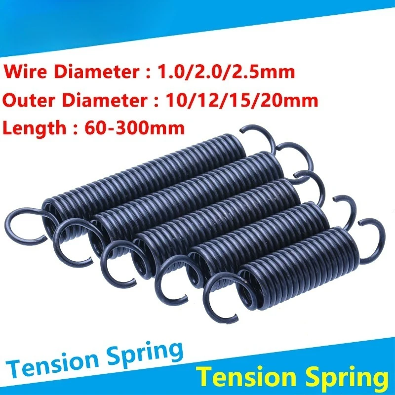

Open Hook Tension Spring Pullback Coil Extension Draught Wire Diameter 1/2/2.5mm Outer Diameter 10/12/20mm