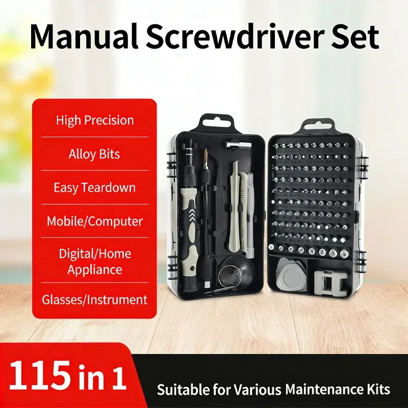 【Special Offer】 115 in one screwdriver set, strong magnetic and high hardness disassembly precision maintenance tool