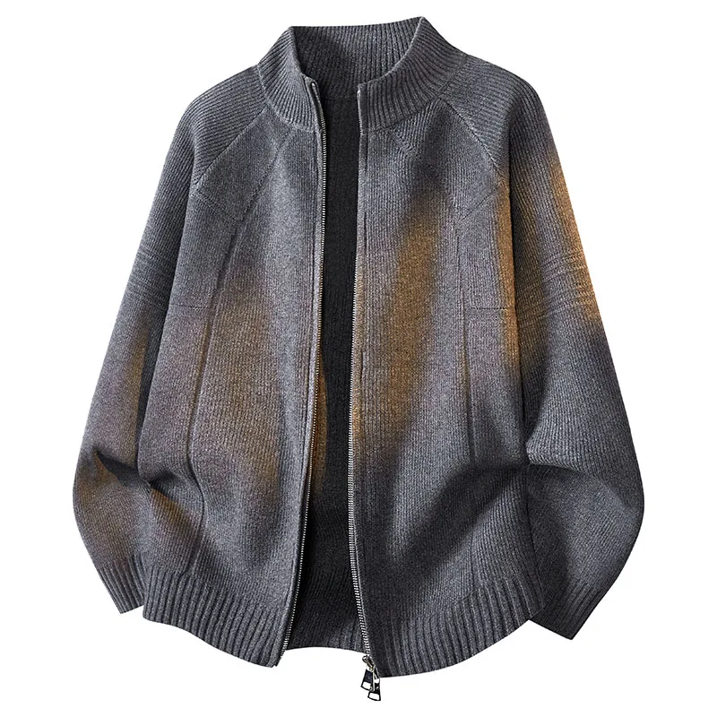 Spring 2026 knitted sweater, stand-up collar cardigan, American stand-up collar jacket, casual loose, thick woolen coat, large