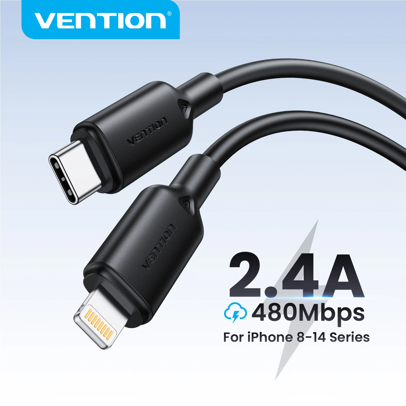 Vention Lightning-Kabel für iPhone 14 13 12 11 8 Pro Max USB C auf Lightning 2,4A Schnellladekabel für Mini iPhone iPad Phone