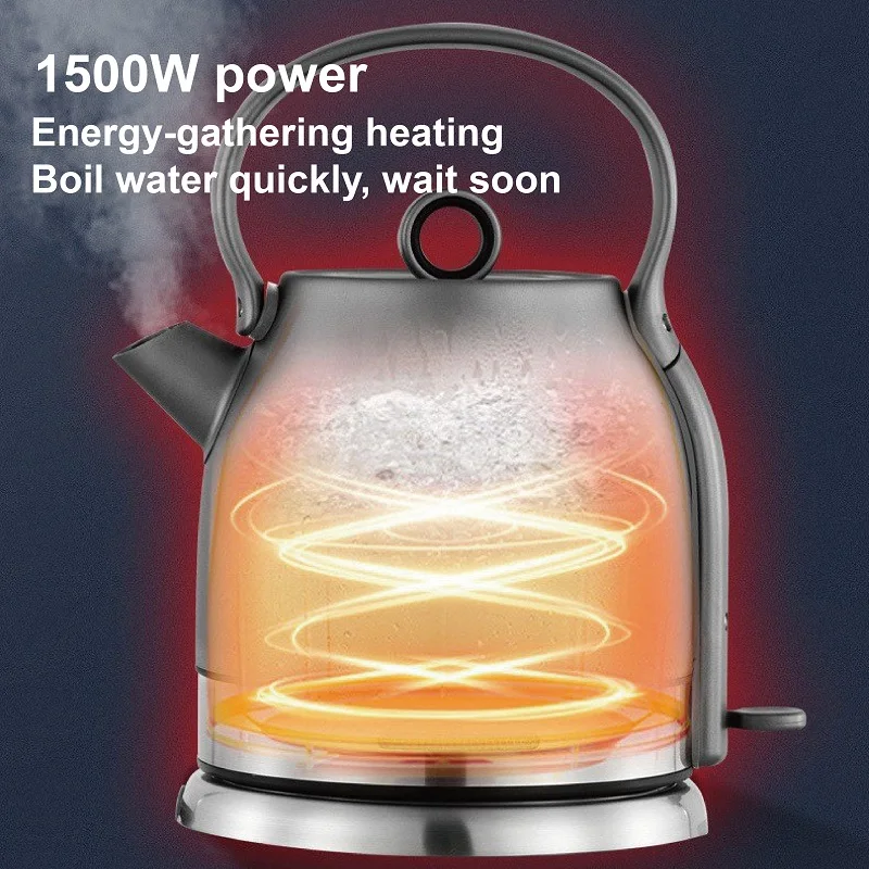 1.5L Retro Pure Titanium Electric Kettle 1500W Boiling Kettle Auto Power Off Teapot With Temperature Display Boiling Water Heate