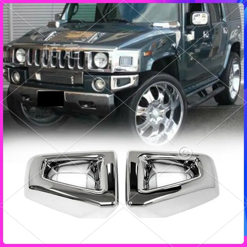 

NEW-1Pair Car Front Bumper Corner Cover Trim Chrome For Hummer H2 SUV SUT 2003-2009 Grill Racing End Cap Decorative Frame