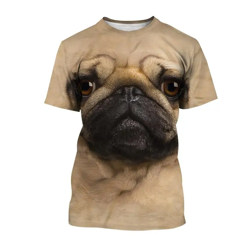 New Cute Pet Dog 3d Printing Round Neck Fashion Men\'s Women\'s Children\'s Cool Fun T-shirt Breathable Light Summer Sports Top