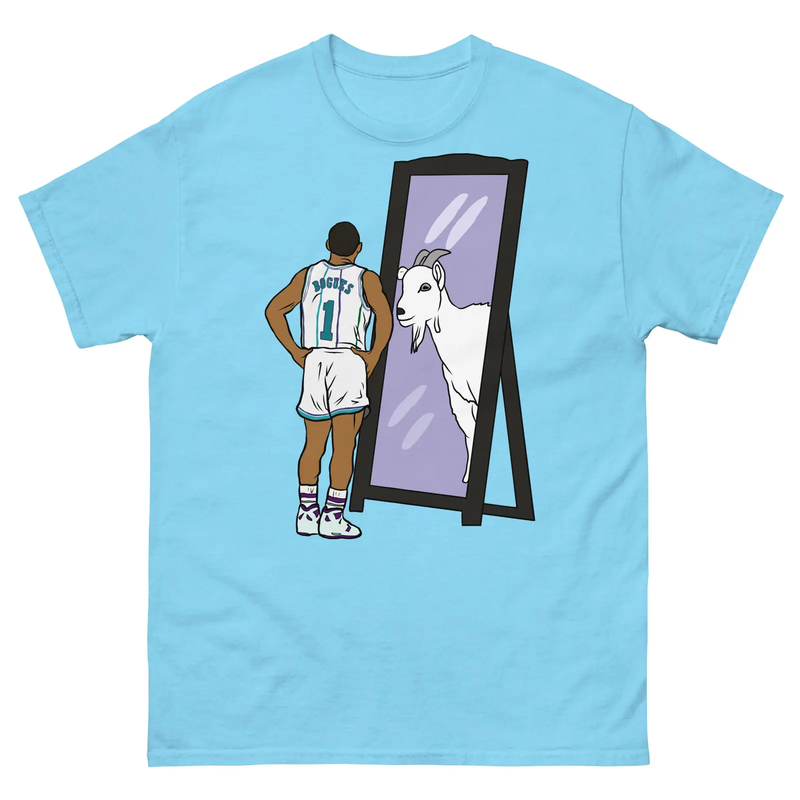 

Muggsy Bogues Mirror Goat T-Shirts Combine Fun Printed Shirt Men's and Women's Short Sleeve T-Shirts