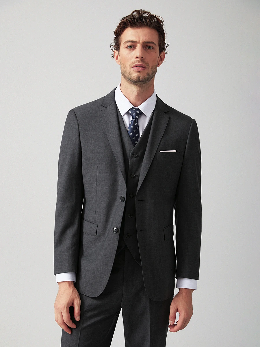 

2025 Summer 70% Wool Grey Suit for Men - Premium Business Formal & Wedding Tuxedo Set, Groom's Breathable Blazer & Dress Pants