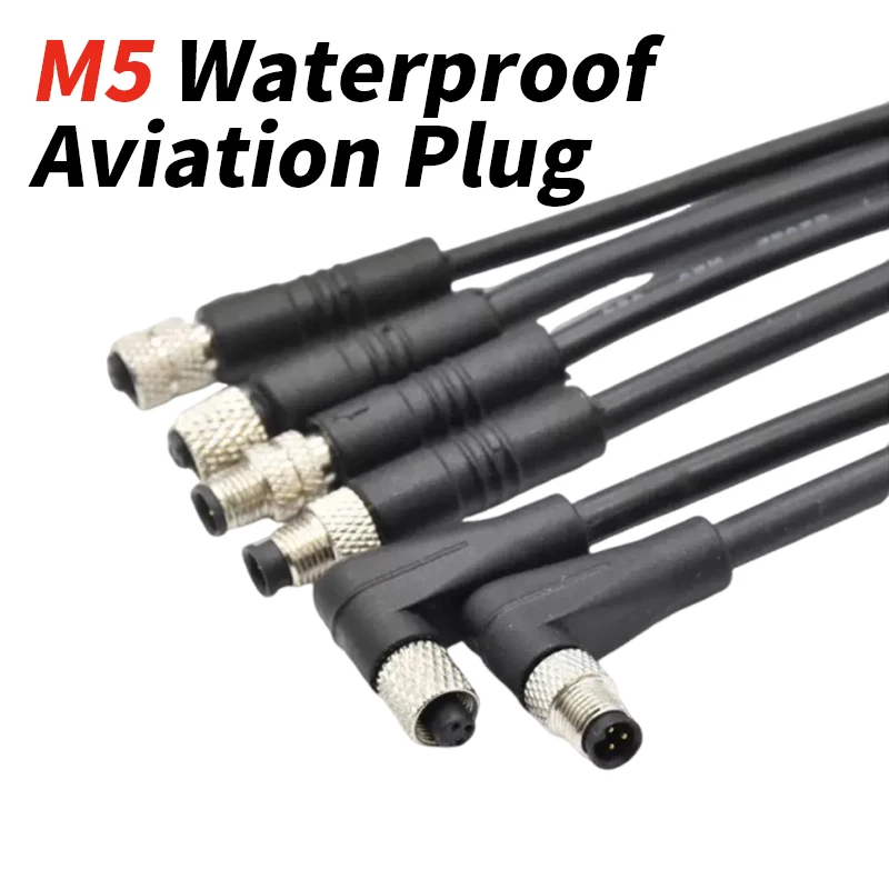 M5 Shielded/Unshielded Connector Line Outdoor M5 3Pin 4Pin Connector Cable Waterproof Aviation Plug with wire Male and Female