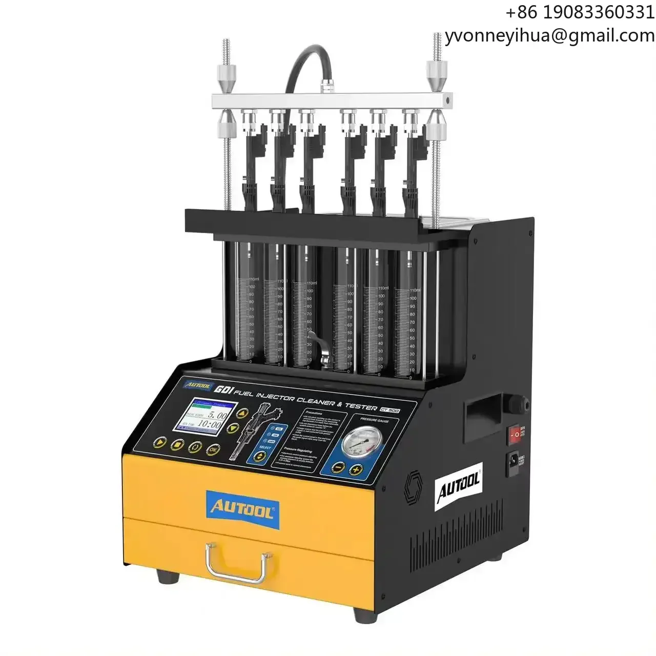 AUTOOL CT200/ CT400/ CT500 GDI Fuel Injector Nozzle Cleaner Injectors Tester 6 Cylinder Ultrasonic Injector Cleaning Machine