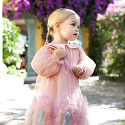 Dave Bella Princess Dress for Girls Children Baby 2024 New Spring Noble Charm Sweet Classy Lovely Mesh Fashion Party DB1248276