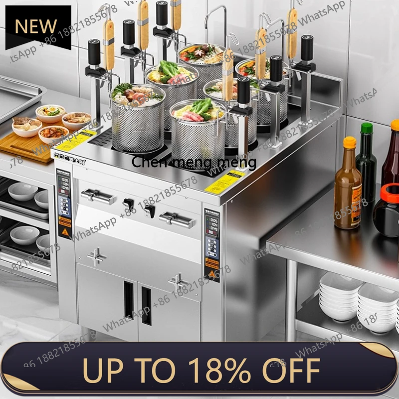 

Z189 Noodle Cooking Commercial Automatic Soup Powder Furnace Gas Gas Electric Heating Six-head Multifunctional Noodle Cooking Ma