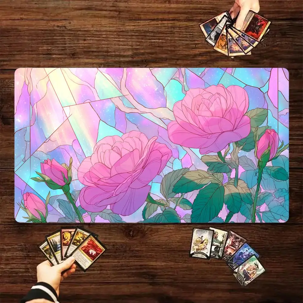 

Stained glass rose Magic Card Battle Mat MTG Playmat Anti-slip Base 35X60CM gathering gaming mat Board Game Mat for TCG card pad