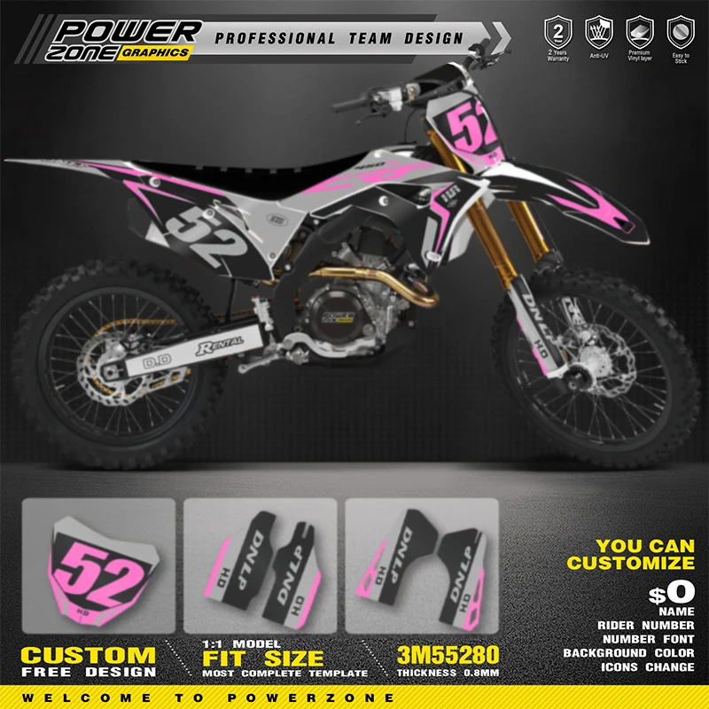 PowerZone Custom Team Graphics Backgrounds Decals Stickers Kit For HONDA 2018 2019-2021 CRF250R 2017 2018 2018 2020 CRF450R 040