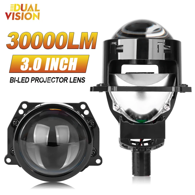 

2 шт. 3,0-дюймовые двухсветодиодные линзы для проектора Автомобильная фара 30000LM H4 H7 9005 9006 Высокие низкие огни Универсальная автомобильная фара 6000K 12V