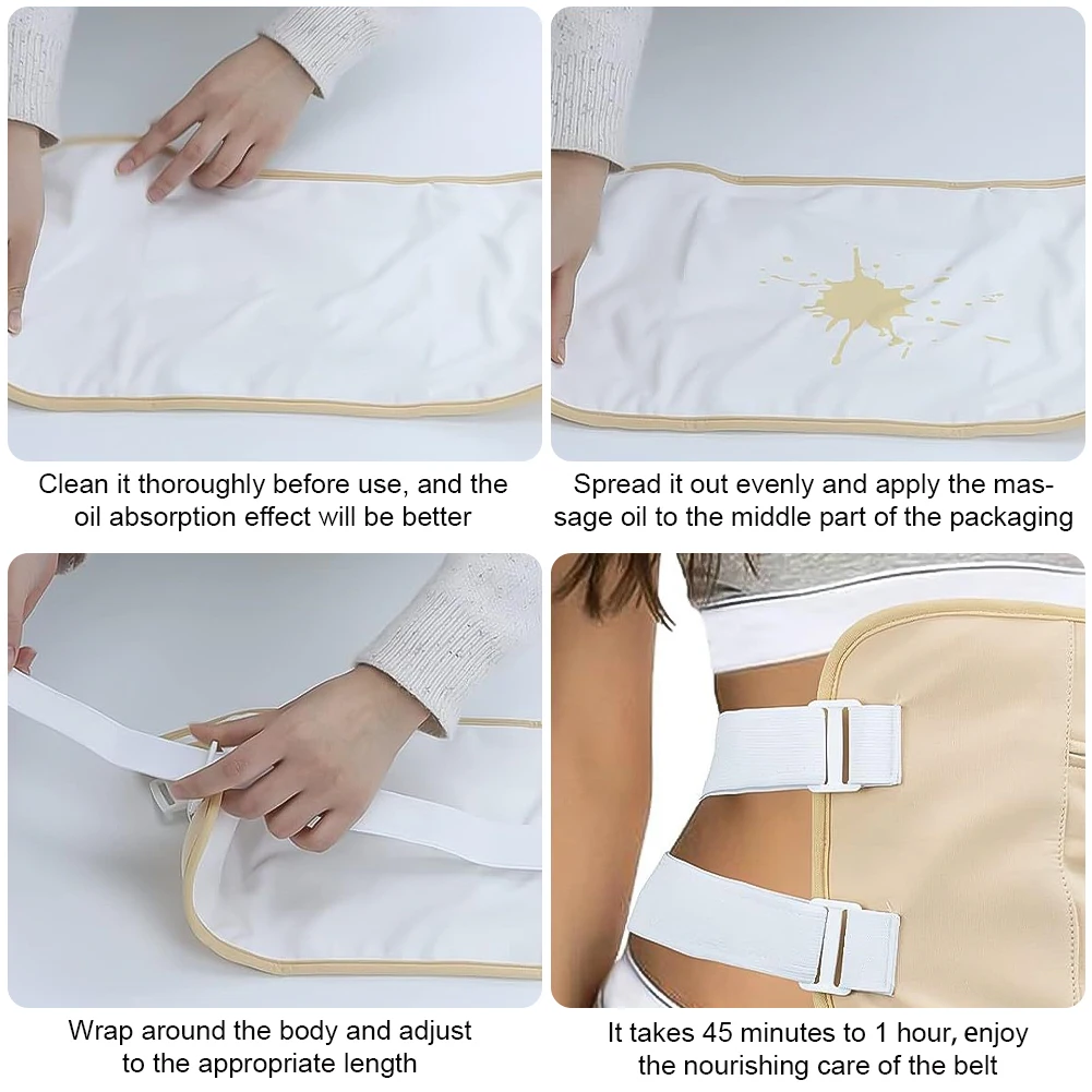 قطعة واحدة من عبوة زيت الخروع للرقبة والخصر قابلة لإعادة الاستخدام، حزمة ضغط بحزام مطاطي قابلة للتعديل لصحة الجسم، لفافة الخصر والرقبة