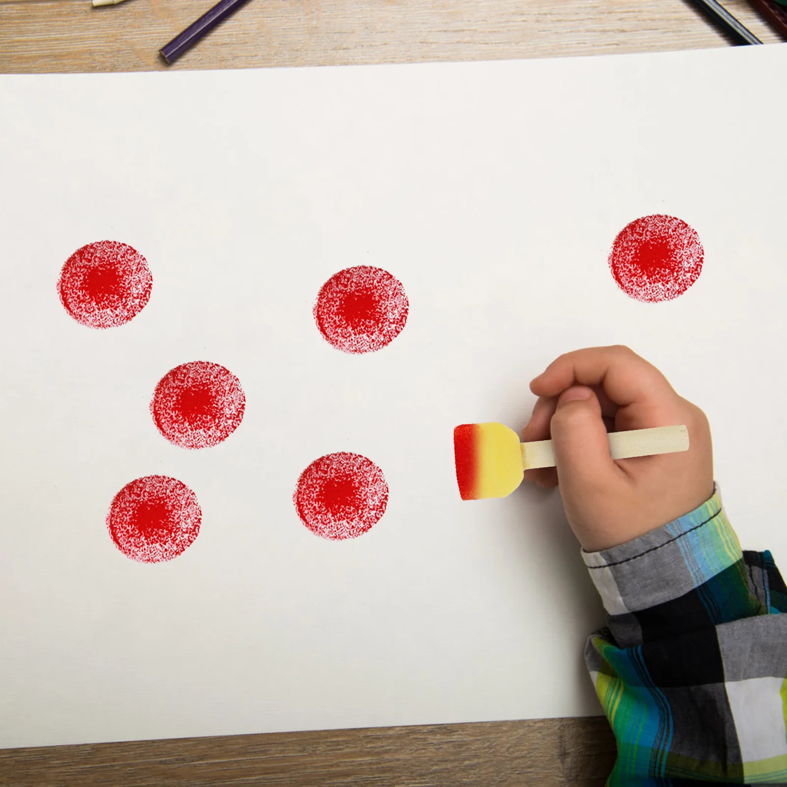 

20pcs Painting Sponge Brush Kids Drawing Tools With Wooden Handle Multipurpose Supplies For Children Diy Craft