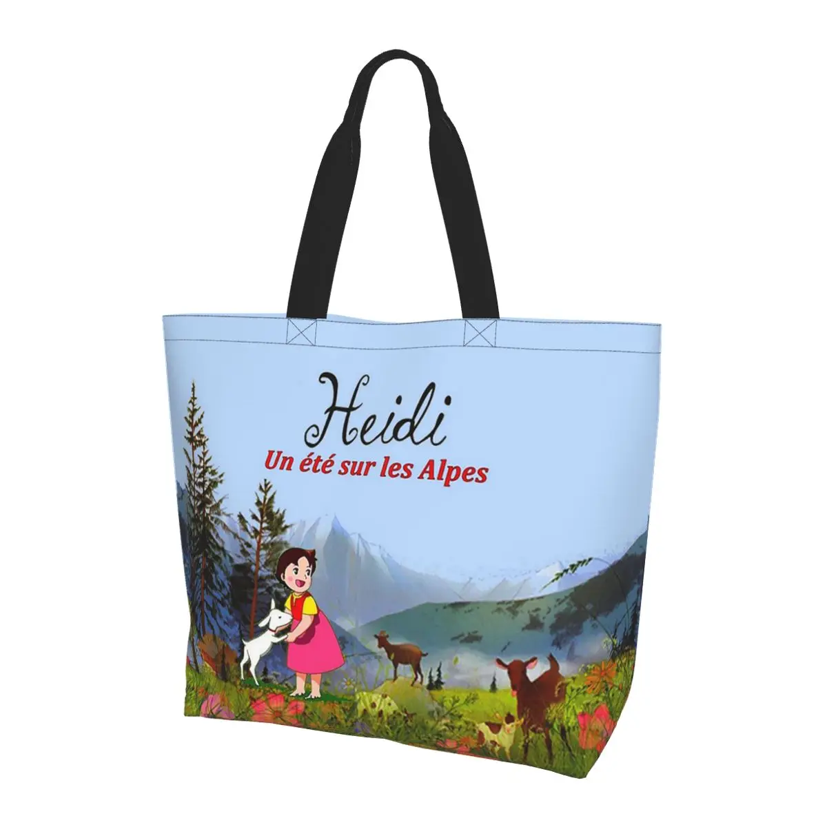 

Heidi On The Alps Shopping Tote Bag Canvas Large Capacity Shoulder Bags Shopper Grocery Handbag for Women