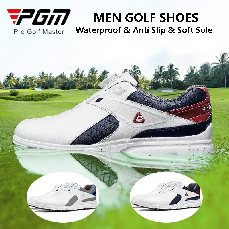 Pgm Mannelijke Ademende Fitness Golf Sneakers Mannen Rubberen Zool Anti-Slip Sportschoenen Snel Vetersluiting Waterdicht Trainingsschoeisel