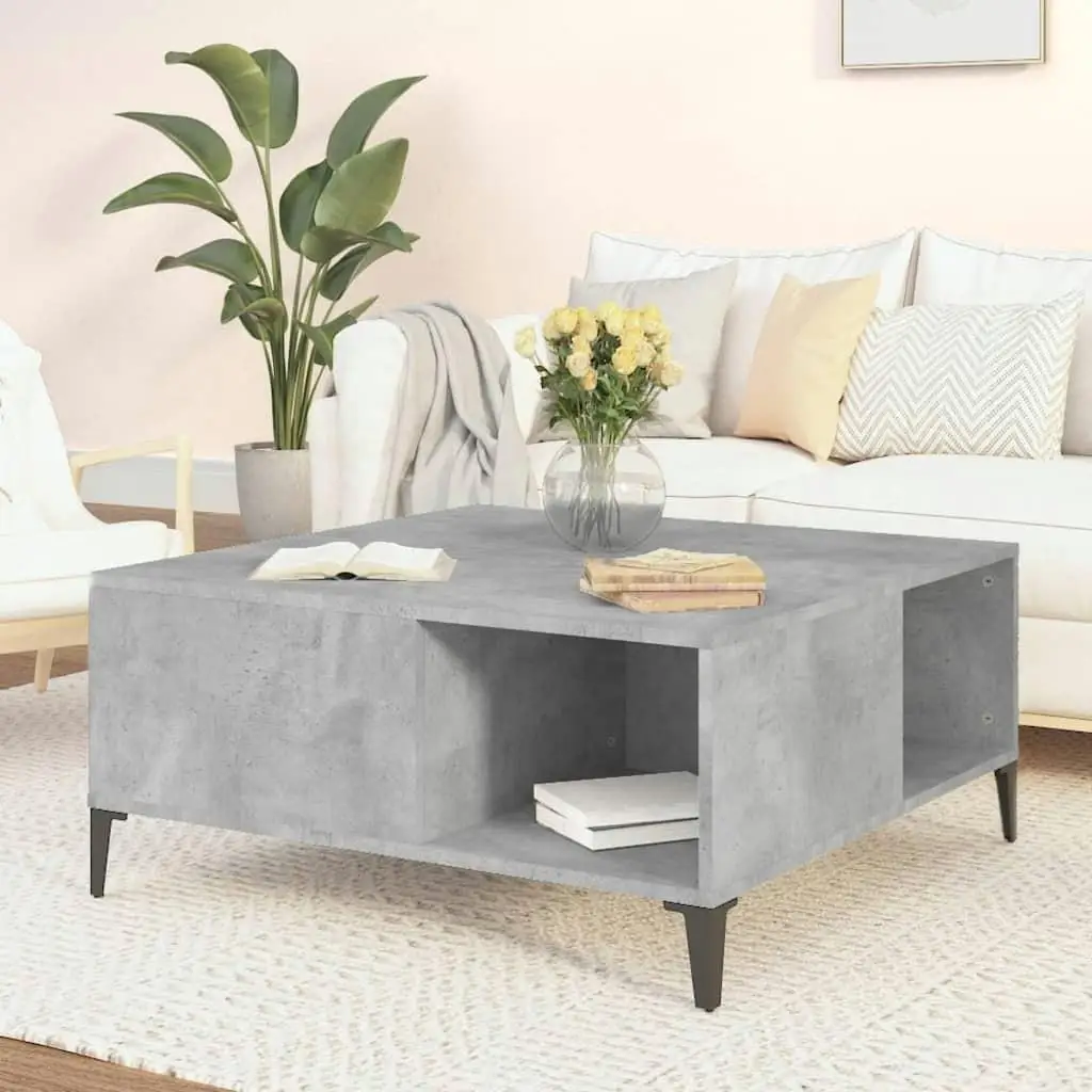 Betongrijze salontafel 80x80x36,5 cm Houtmateriaal Modern woonkamermeubilair