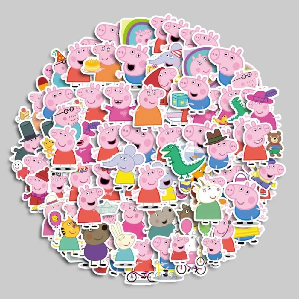 80pcs Not Repeated New Cartoon Anime Cute Peppa Pig Kids Sticker