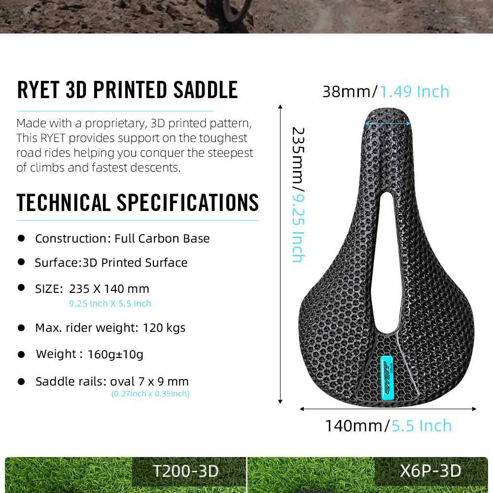 RYET 3D Gedruckt Carbon Fahrrad Sattel 140mm 143mm Superlight Road MTB Rennrad Sitz Sättel Kissen Radfahren sitzen Teile – Detail 3