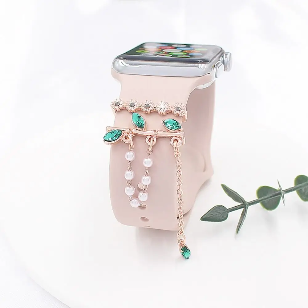Decorative Chain Watch Band Ornament Bracelet Strap Accessories Decorative Ring Diamond Pearl Creative for Apple Watch Band