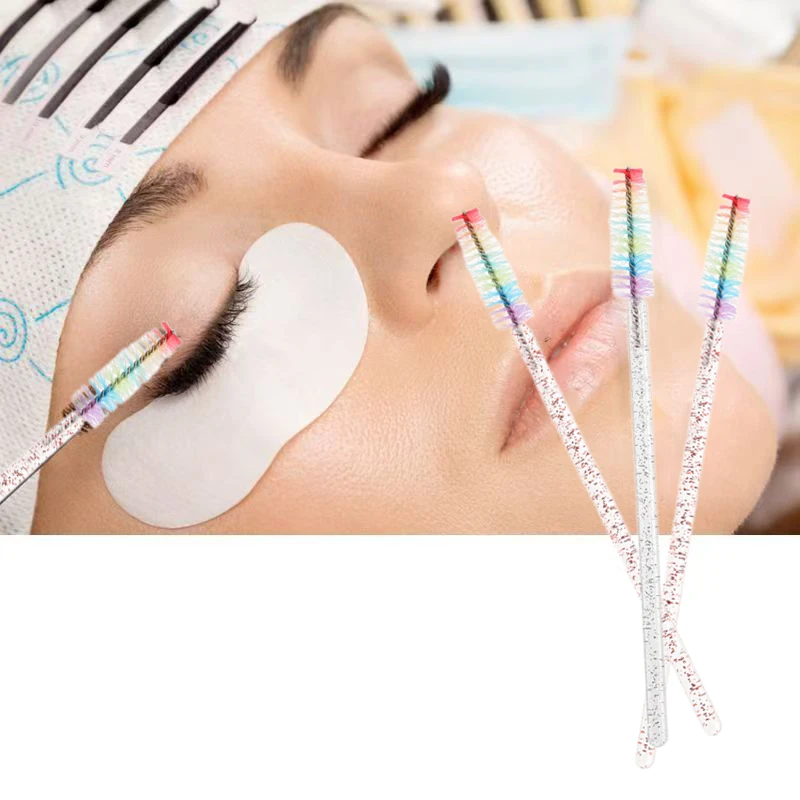 Einweg Bunte Kristall Wimpern Pinsel Kamm 50Pcs Wimpern Verlängerung Mascara Zauberstäbe Make-Up Professionelle Make-Up Schönheit Werkzeug