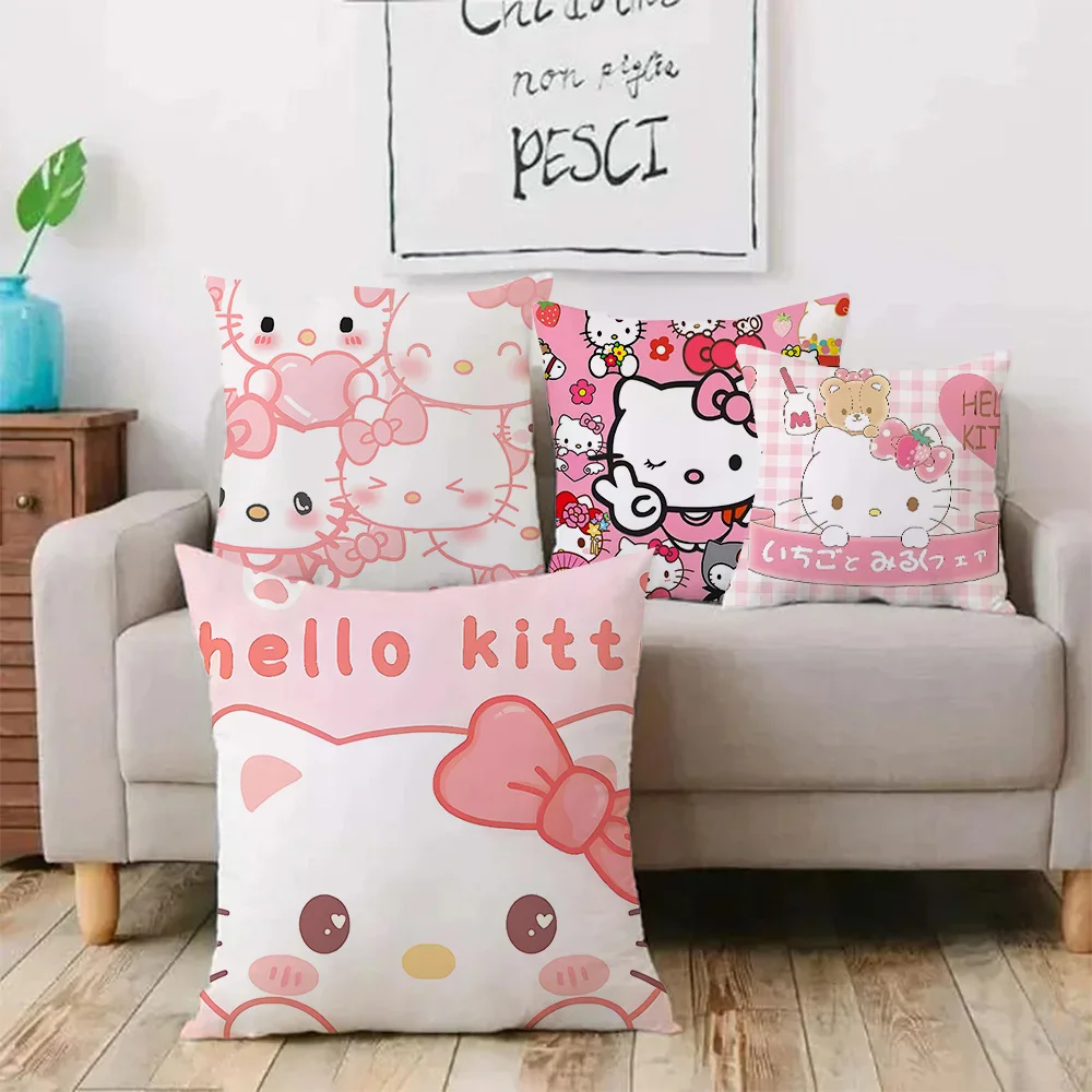 Cartoon Sanrios Hellokitty Hot Pillow Covers Cartoon Sofa Decorative Home Double-sided Printing Short Plush Cute Cushion Cover