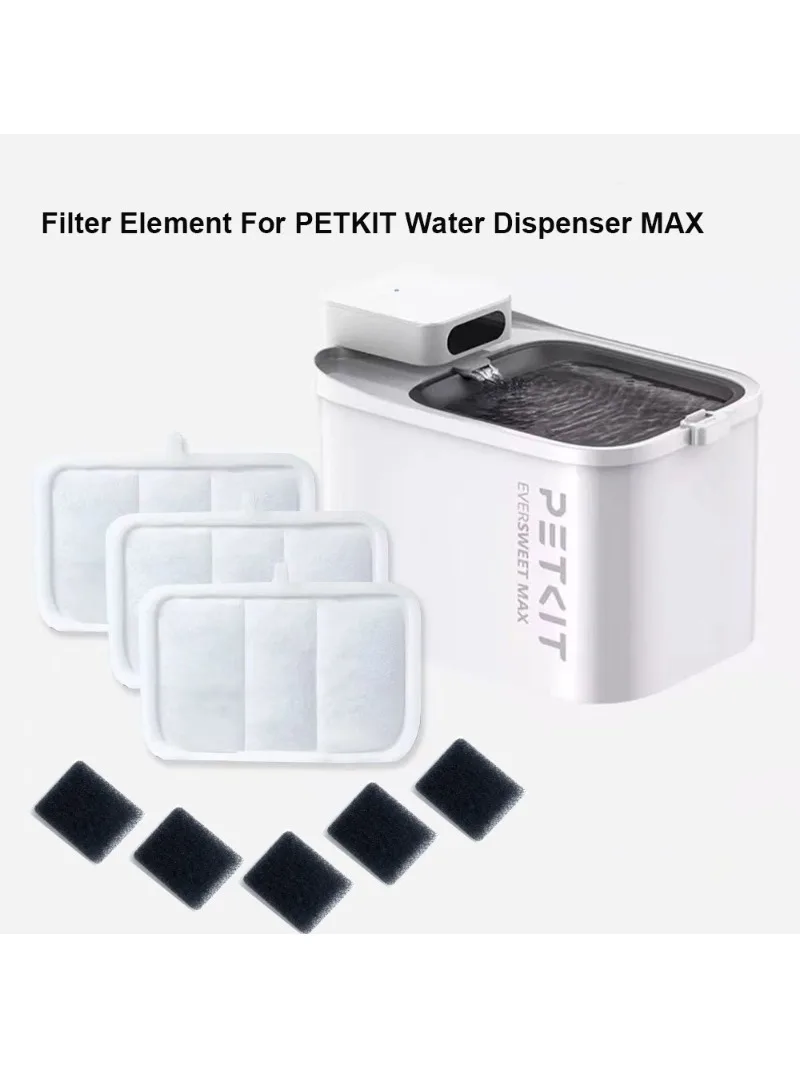6 filters en 6 sponzen, accessoires voor kattenfontein, vervanging voor 3L PETKIT automatische EVERSWEET MAX draadloze waterdispenser