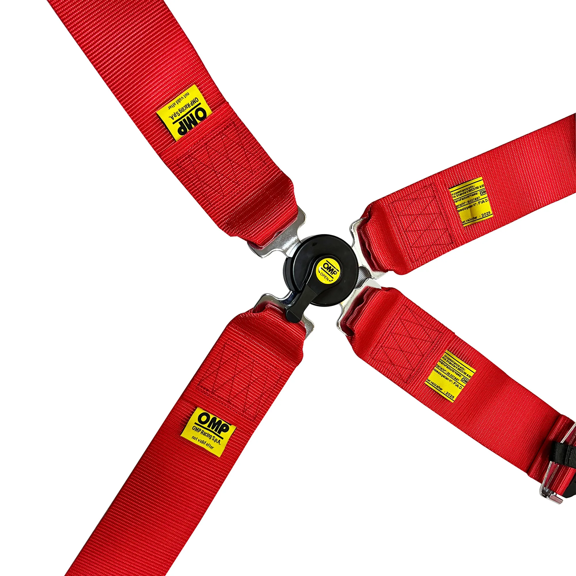 SAFETY HARNESS IN POLYESTER FOR FORMULA CARS- 4 POINTS - PULL UP, ADJUSTER,3 INCH +2 INCH,RED