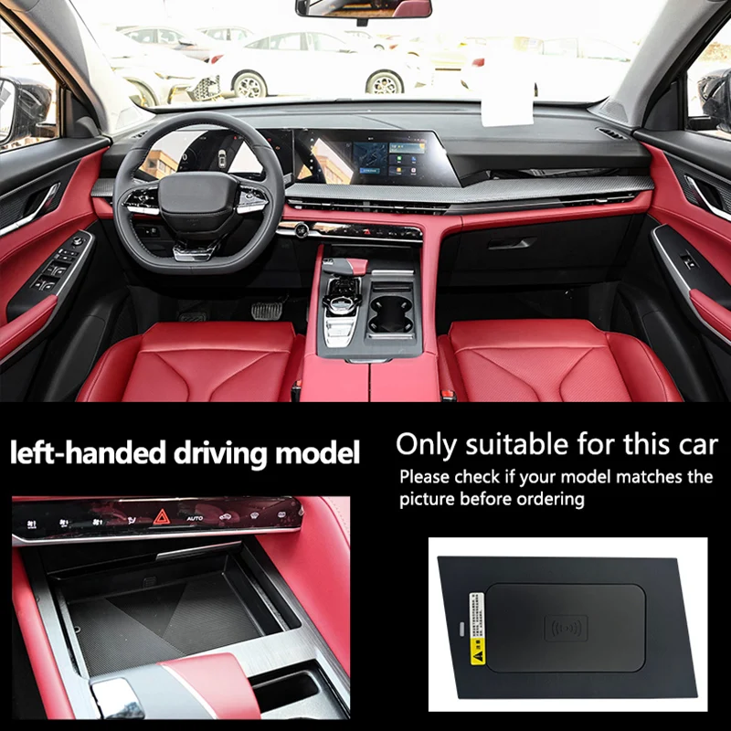 Carregador sem fio para console central Changan CS75 CS55 PLUS 2022, base de carregamento veicular inteligente de 15W com suporte para celular.