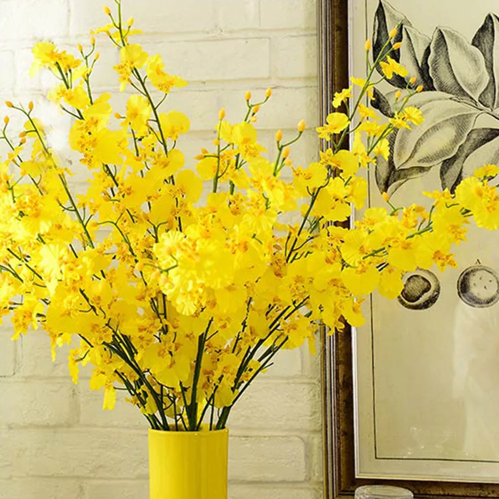 Yellow Simulation Flower Dancing Orchid Decoration Fake Flower Soft Decoration Simulation Plant Home Wedding Artificial Flowers