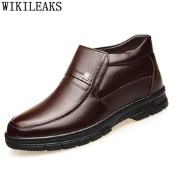 Business Shoes Men Snow Boots Black Leather Shoes Men Ankle Boots Casual Shoes Fashion Winter Shoes Men Dress Shoes Botas Hombre