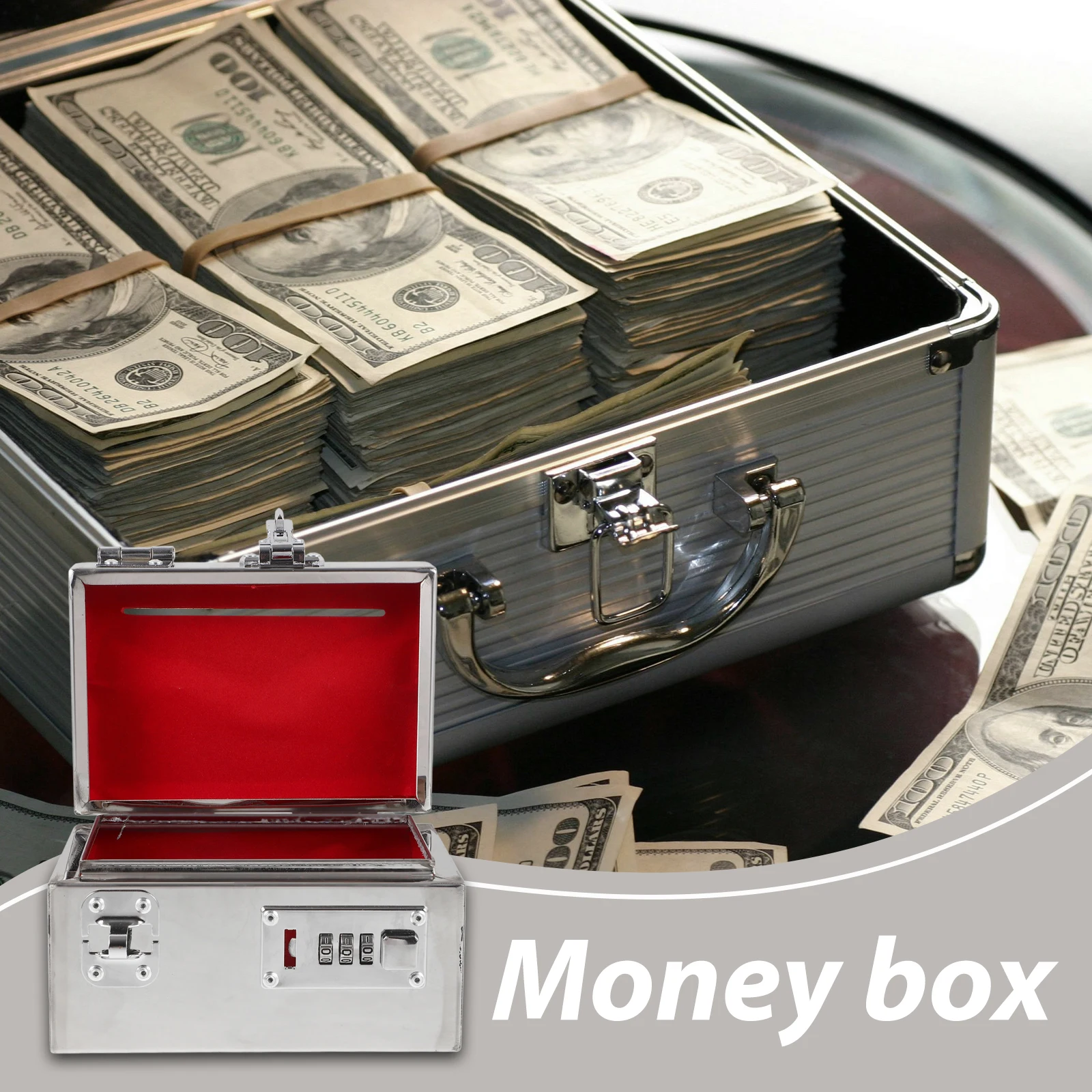 

Stainless Steel Piggy For Adults Bank 50000 Money Box Adults Unbreakable Metal Saving Bank Password Lock Coin Storage