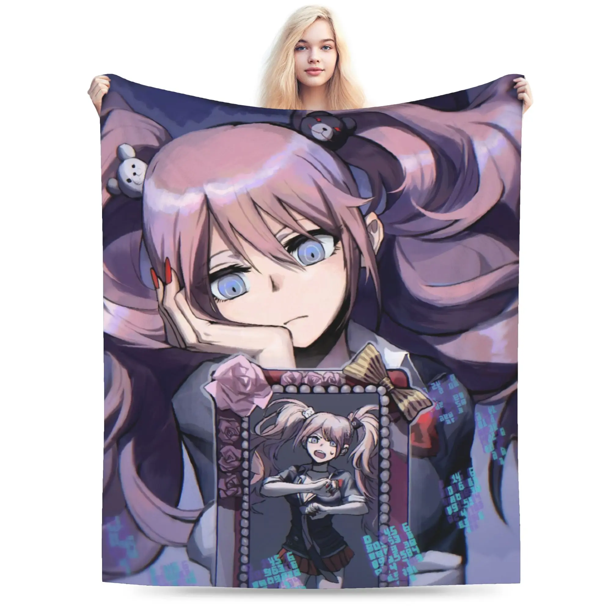 

Одеяло в стиле аниме Danganronpa, флисовое зимнее одеяло Junko Enoshima, многофункциональные теплые пледы для постельных принадлежностей, дивана, покрывала
