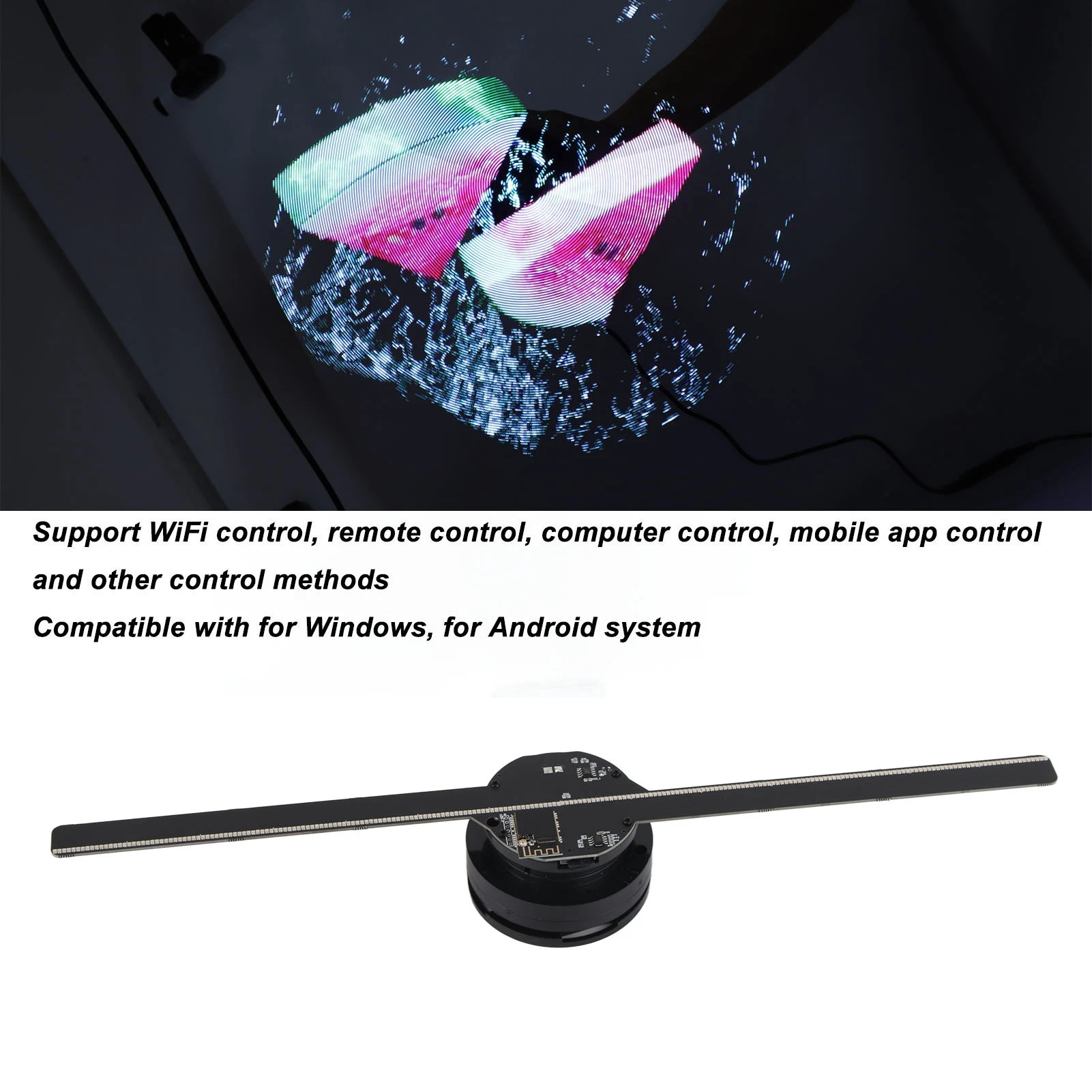 3D Hologram Fan 224 LED Light Beads High Resolution 3D Advertising Player for Business Store Shop  Holographic Projector Fan