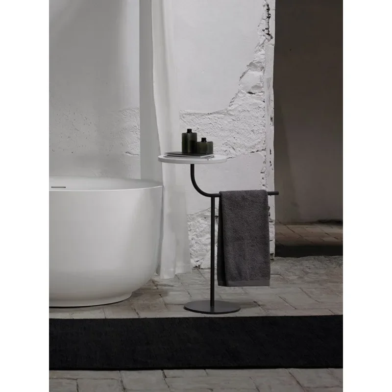 Toilet bathroom non-punching towel rack toilet rack black white simple wind