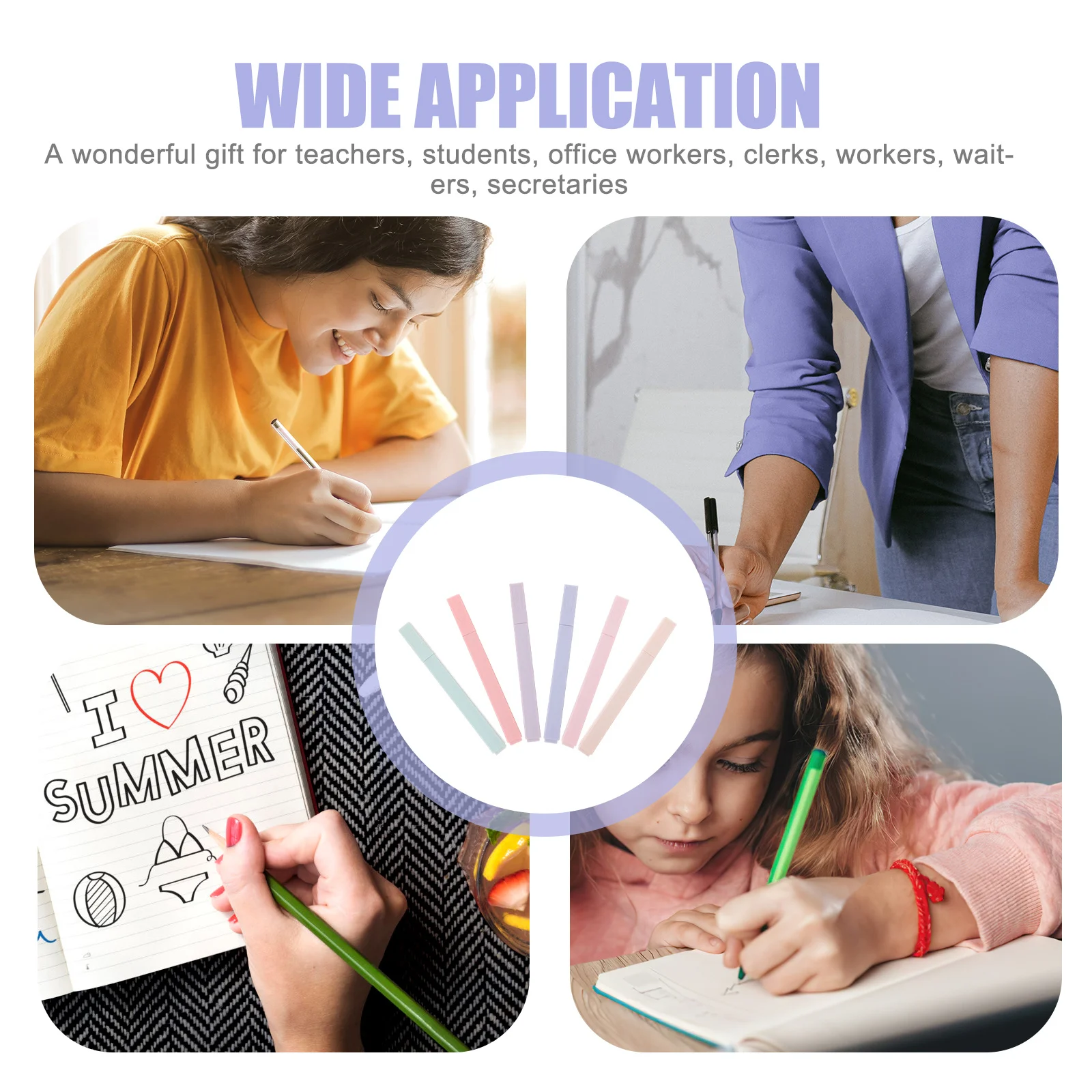 

12pcs Colorful Hand Pen Thick Thin Tip Smooth Writing No Leak For Study Office Teachers Students Book Marking Diy Scrapbook Art