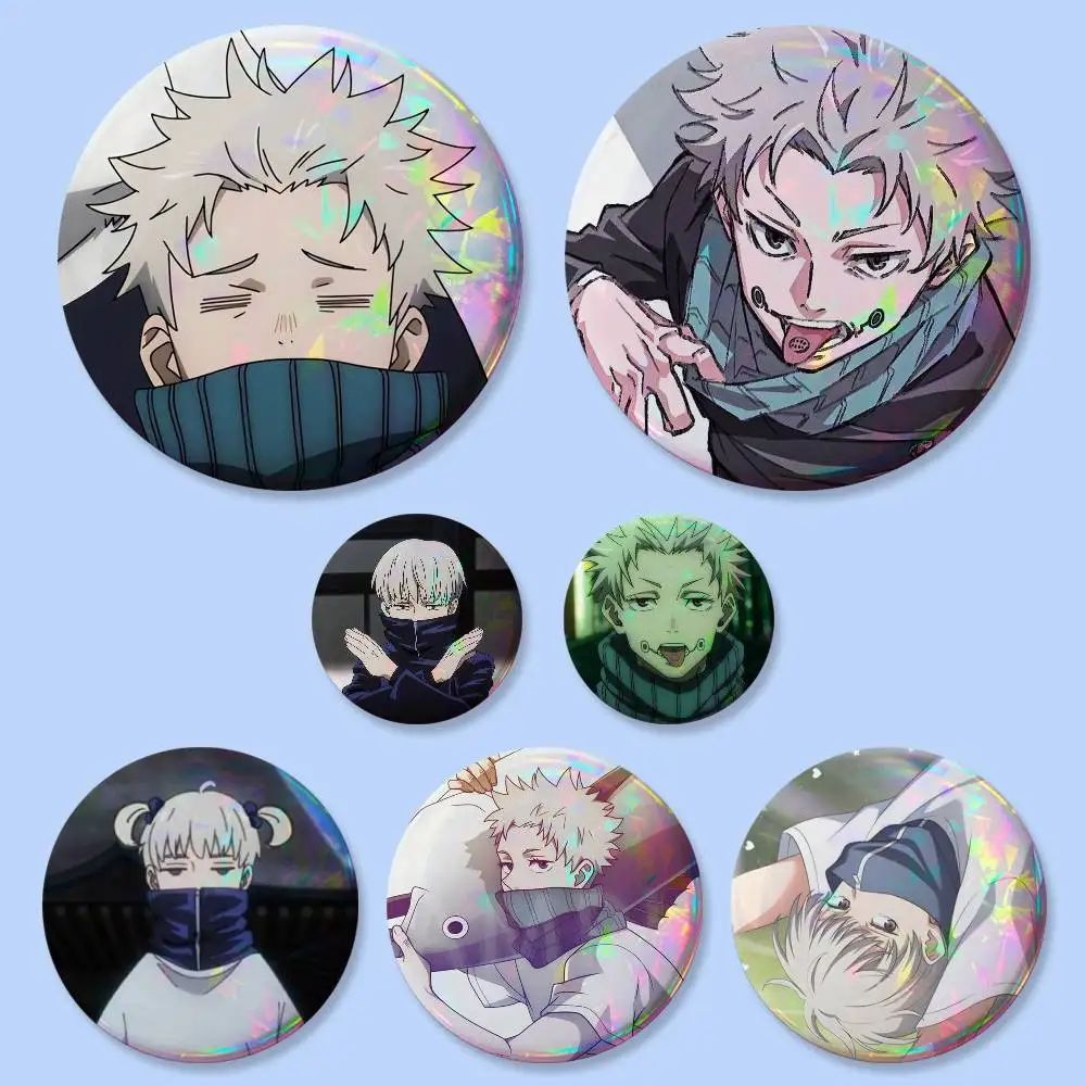 1 unidad de insignias redondas de dibujos animados de Toge Inumaki para cosplay, de 25, 32, 58, 75 mm, para decoración de bolsos, regalos para fans, amigos, broche y recuerdo
