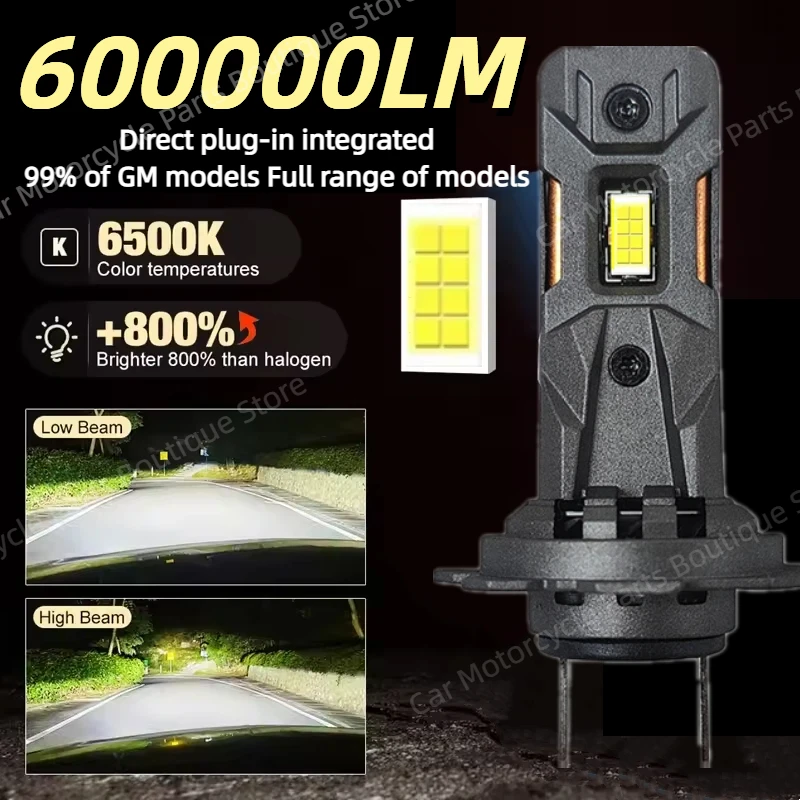 H7 H4 Light Bulbs 600000LM Super Brighter 1:1 Mini Size 6500K Cool White H7 Fog Light Bulbs Off Road Light Headlight Car Bulb