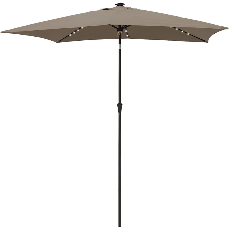 

6.5 x 10 ft Rectangular Solar Powered Outdoor Market Patio Table Umbrella with LED Lights and Tilt