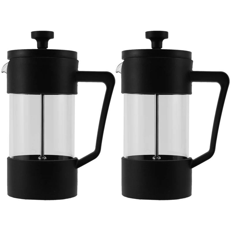 

2X French Press Coffee & Tea Maker, Thickened Borosilicate Glass Coffee Press Rust-Free And Dishwasher Safe,Black