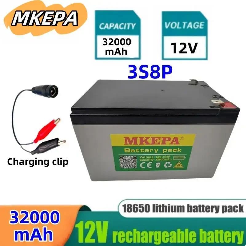 MKEPA 12V 3S8P 32Ah large capacity lithium-ion battery pack for outdoor energy storage in golf carts and electric tricycles, etc