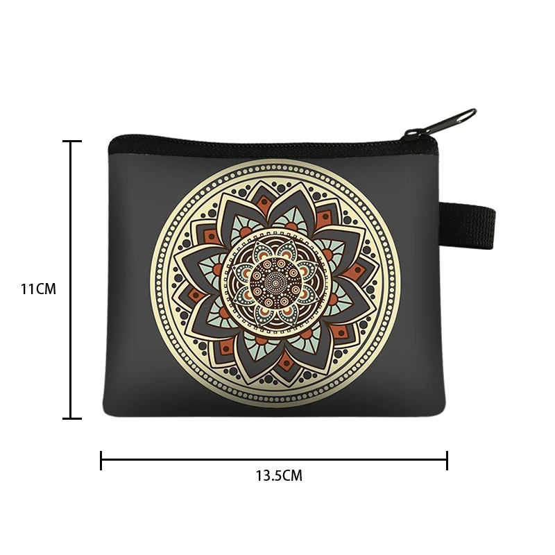 Coin Purse Women Small Wallet Ladies Multicolor Pattern Cute Coin Bag Mandala Flower Print ID Credit Card Case Mini Coin Holde