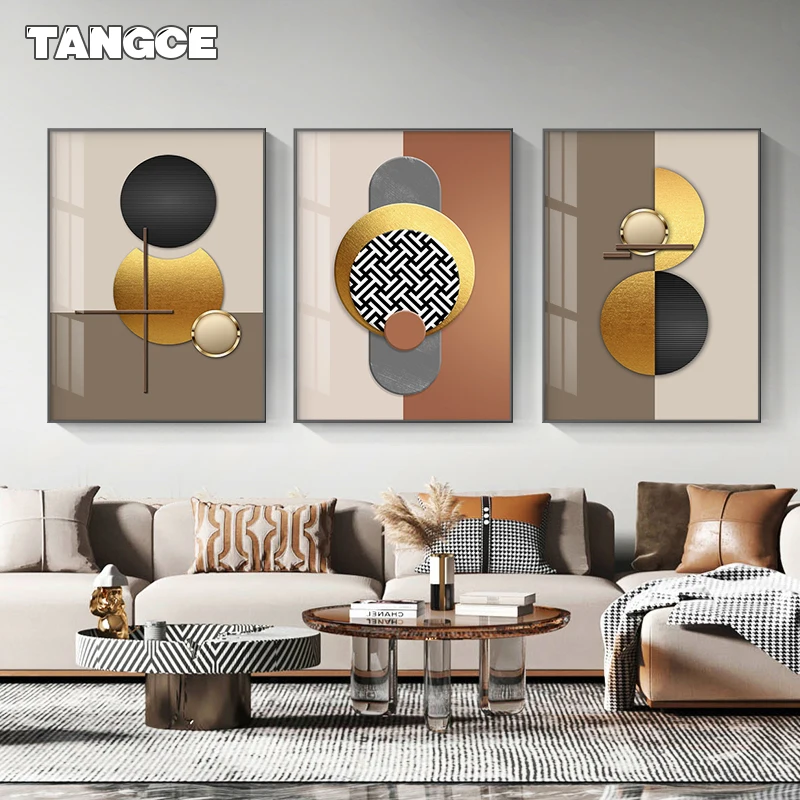 Luxury Gold Geometry Canvas Painting Abstract Gold Foil Poster Nordic Wall Pictures Print for Living Room Loft Modern Home Decor