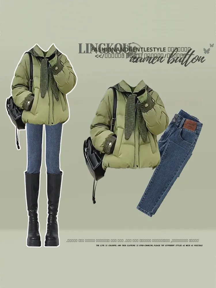 

Женский осенне-зимний модный комплект: джинсы с высокой талией и облегающим кроем, хлопковая верхняя одежда с длинными рукавами и круглым вырезом, с узлом, и шапка