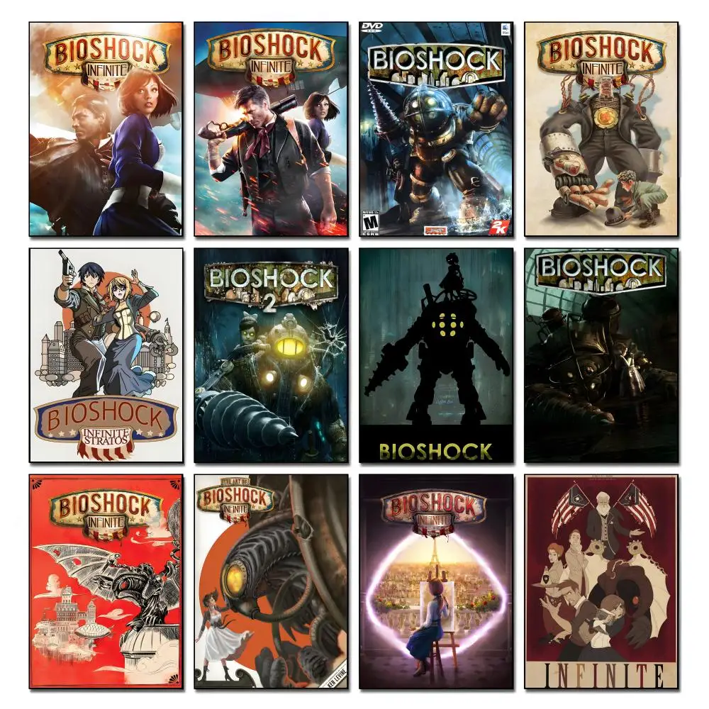 Image of Game B-BioShock I-Infinite Poster HD-Kunst, wasserfest, selbstklebende Wanddekoration, Heimdekoration (Wohnzimmer, Schlafzimmer, Bar), ästhetisch