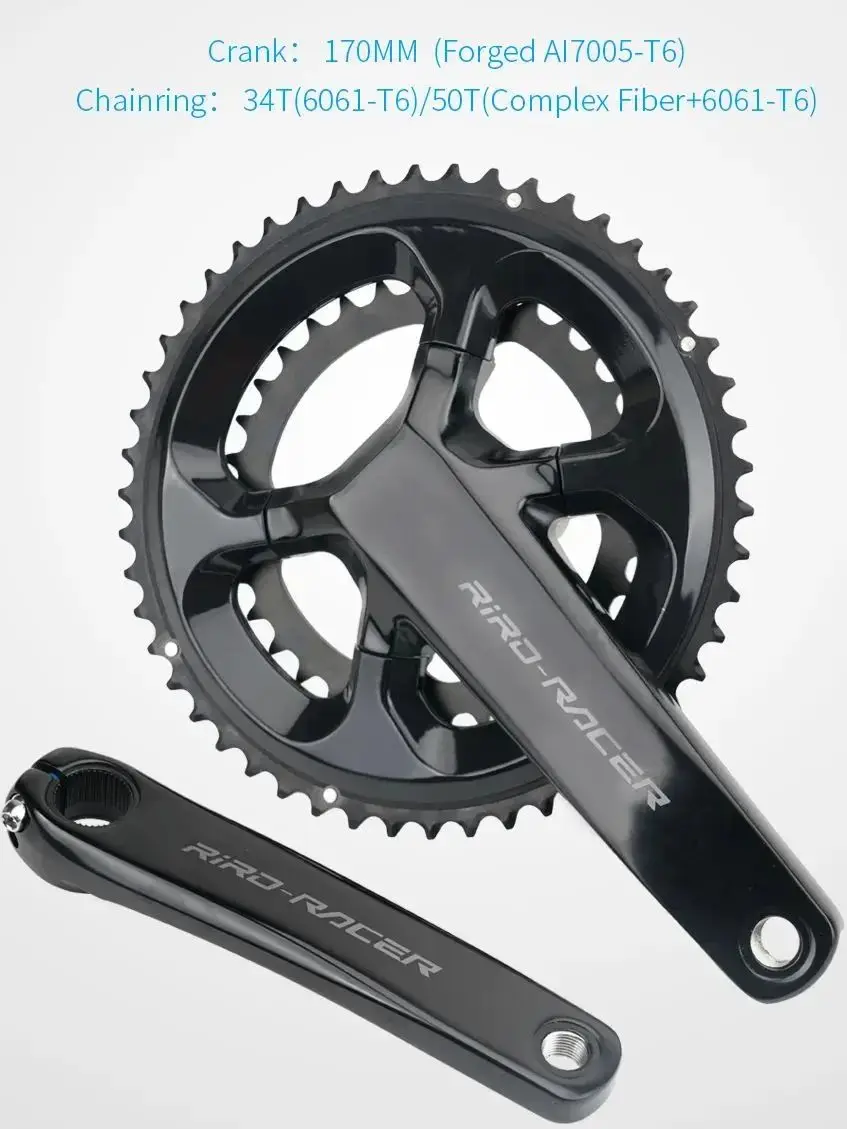 AliExpress RIRO Aluminum alloy Crankset Road Bicycle With BB Ultralight Chainwheel 170mm 50-34T Chainrings