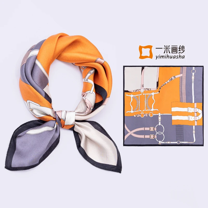 おしゃれなシルクスカーフ-レディース-スクエアネクタイ-2025年新作-本物のシルク-ギフトボックスセット-春夏秋装飾-幾何学模様