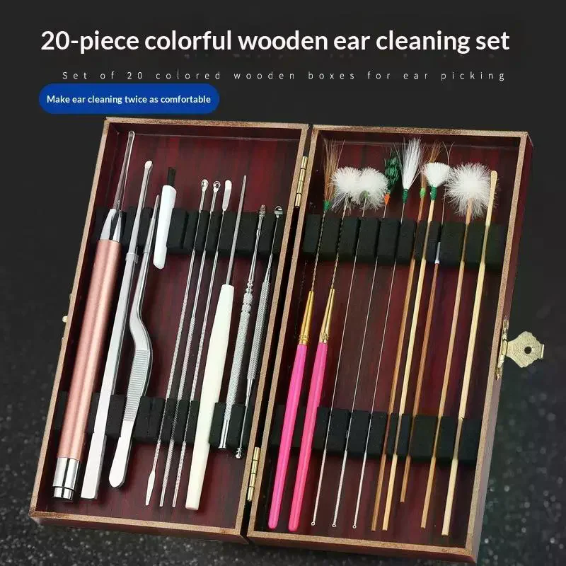 9/11/12/18/20Pcs Ear Picking Tool Set Goose Feather Stick Ear Scoop Canal Massage Cleaning Tool