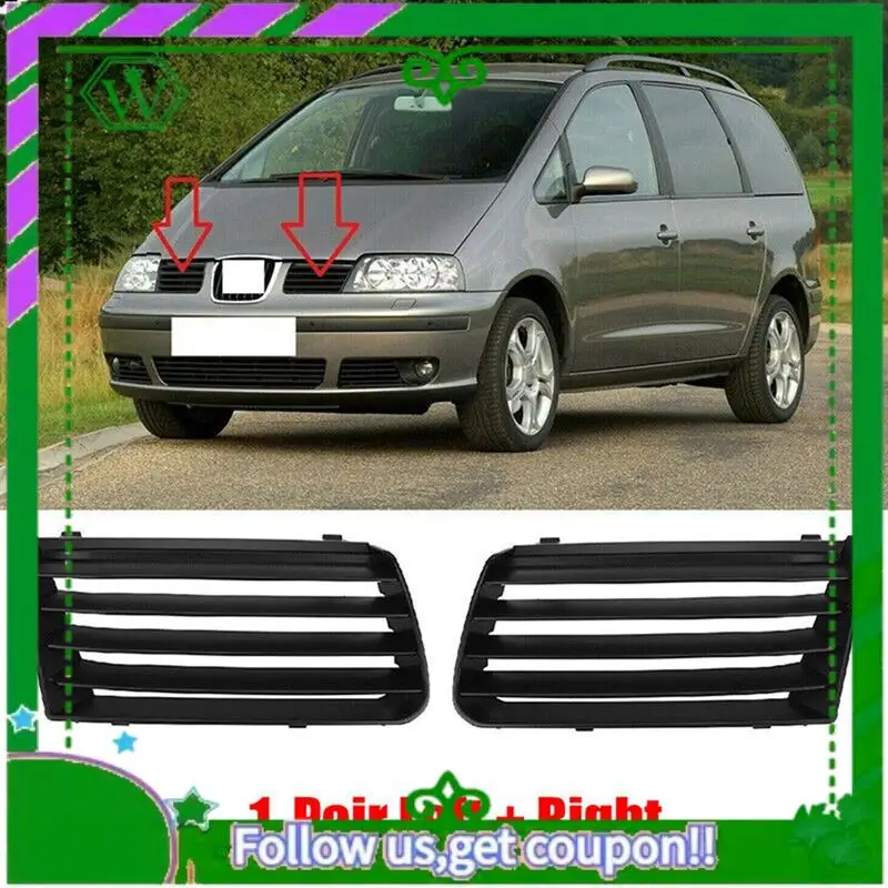 

AC34-2PCS L+R Black Bumper Radiator Grille Trim 7M785365301C 7M785365401C For Seat Alhambra 7M 2001-2010