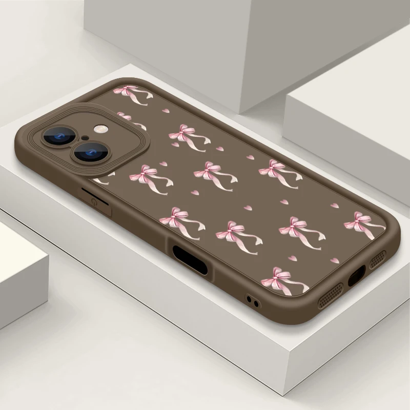 Stoßfeste, mit rosa Schleifenmuster bedruckte Hülle für iPhone 18 Pro Max, 17, 17e, 16, 15, 14, 13, 12, 11 Pro Max, 16e – weiche Silikon-TPU-Handyhülle. – Detail 11